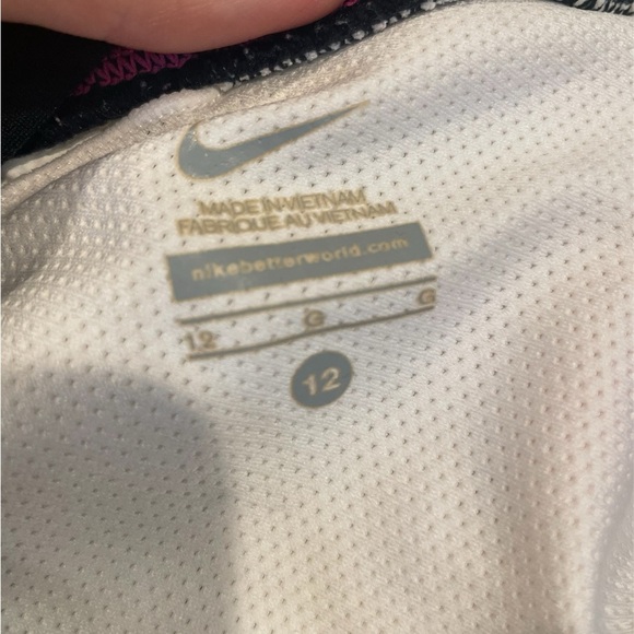 Nike Women's Crossback Black and Gray One-Piece Swimsuit with Pink Trim - Picture 2 of 4